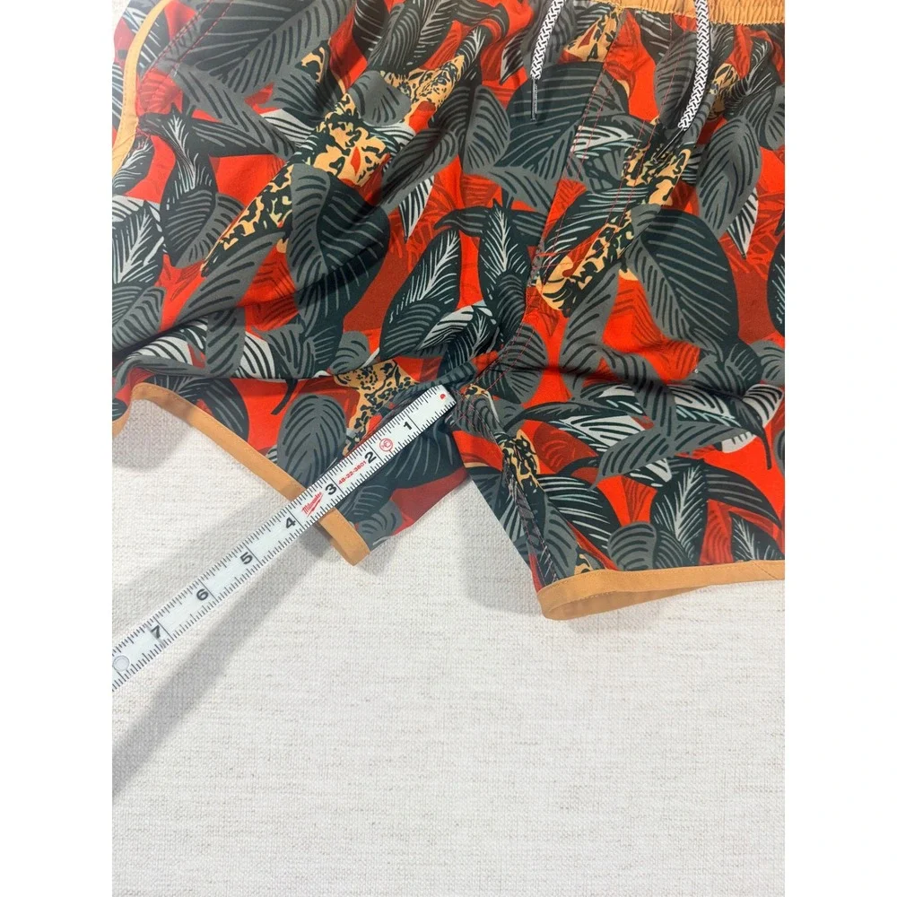 Maamgic Swim Trunks Mens L Orange Excellent Tropical Leopard Print Shorts